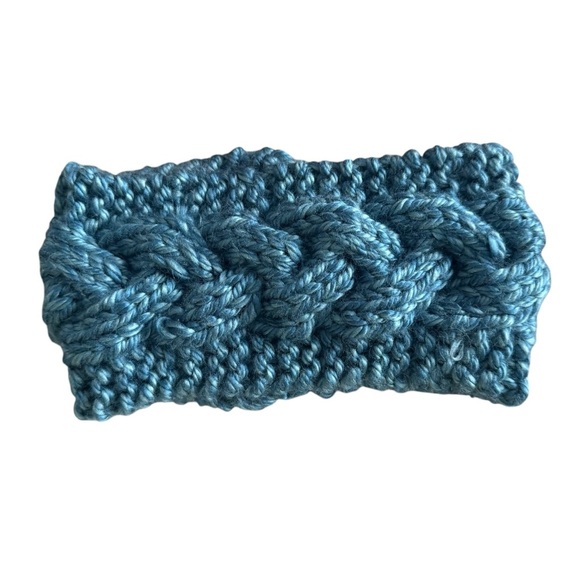 Hand-Knit Blue Headband - Picture 1 of 4